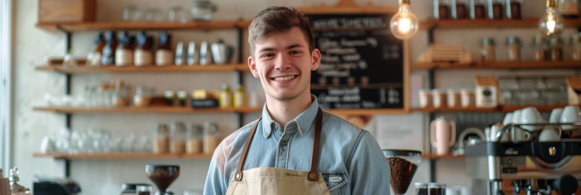 Freundlicher Barista im Café