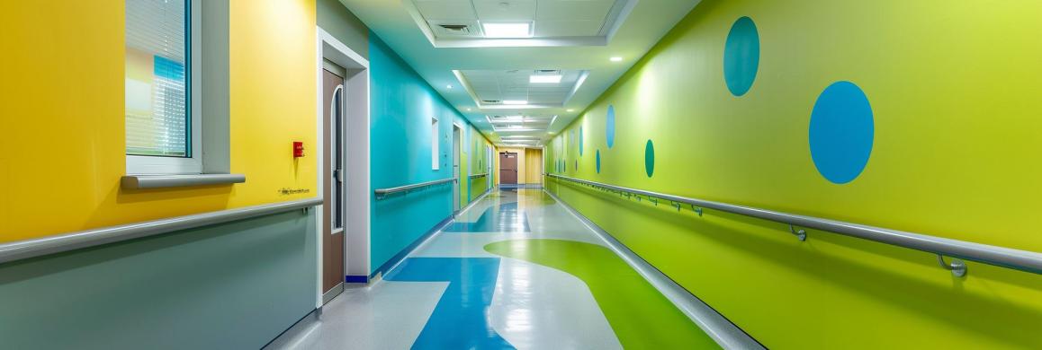 Farbenfroher Krankenhausflur