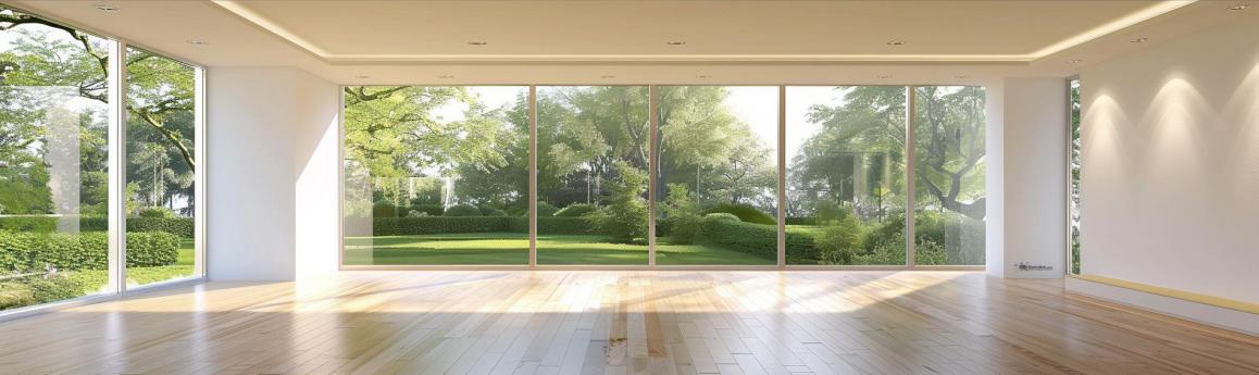 Offener Raum mit Gartenblick